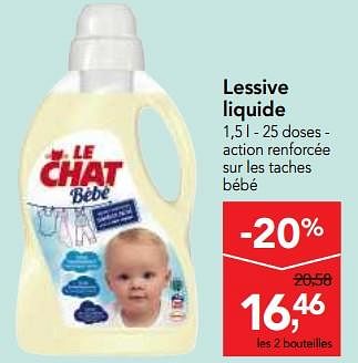 Promotions Lessive liquide - Le Chat - Valide de 25/04/2018 à 08/05/2018 chez Makro