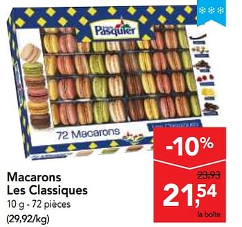 Promotions Macarons les classiques - Brioche pasquier - Valide de 25/04/2018 à 08/05/2018 chez Makro