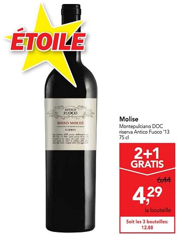 Promoties Molise montepulciano doc riserva antico fuoco `13  - Rode wijnen - Geldig van 25/04/2018 tot 08/05/2018 bij Makro