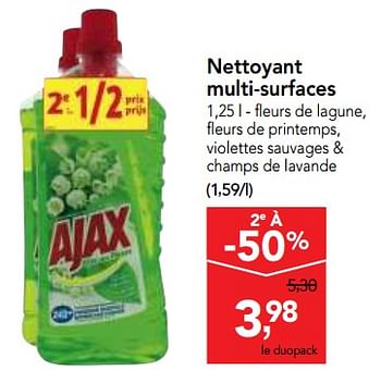 Promotions Nettoyant multi-surfaces - Ajax - Valide de 25/04/2018 à 08/05/2018 chez Makro
