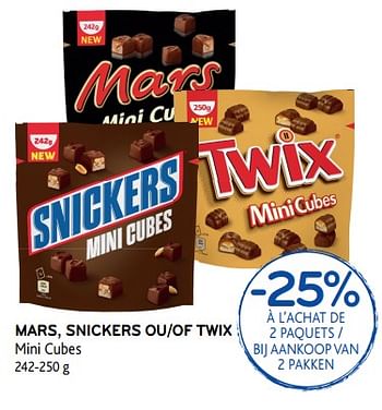 Promoties Mars, snickers ou twix - Mars Snacks - Geldig van 25/04/2018 tot 08/05/2018 bij Alvo