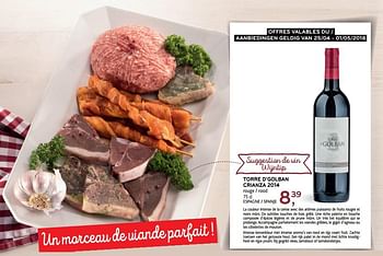 Promotions Torre d`golban crianza 2014 - Vins rouges - Valide de 25/04/2018 à 01/05/2018 chez Alvo