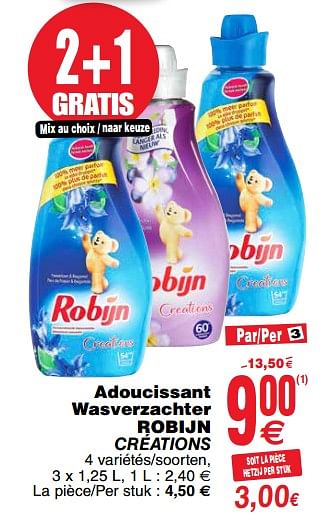 Promotions Adoucissant wasverzachter robijn créations - Robijn - Valide de 24/04/2018 à 30/04/2018 chez Cora