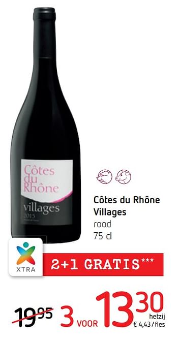 Promoties Côtes du rhône villages rood - Rode wijnen - Geldig van 26/04/2018 tot 09/05/2018 bij Spar (Colruytgroup)