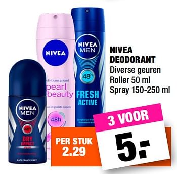 Promoties Nivea deodorant diverse geuren - Nivea - Geldig van 23/04/2018 tot 06/05/2018 bij Big Bazar