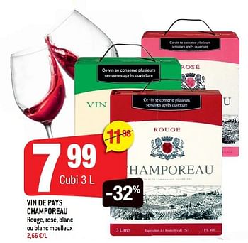Promoties Vin de pays champoreau - Rode wijnen - Geldig van 25/04/2018 tot 01/05/2018 bij Smatch