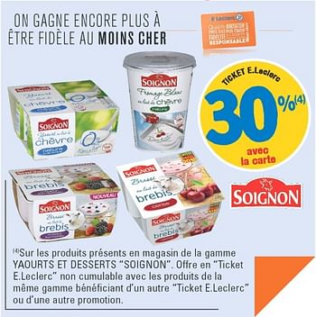 Promotions Yaourts et desserts soignon - Soignon - Valide de 24/04/2018 à 28/04/2018 chez E.Leclerc
