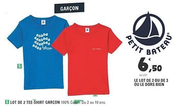 Promoties Lot de 2 tee-shirt garcon - Petit Bateau - Geldig van 24/04/2018 tot 28/04/2018 bij E.Leclerc
