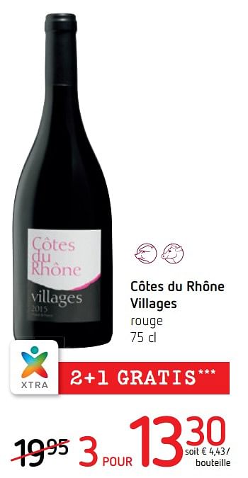 Promotions Côtes du rhône villages rouge - Vins rouges - Valide de 26/04/2018 à 09/05/2018 chez Spar (Colruytgroup)