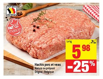 Promotions Hachis porc et veau - Produit maison - Match - Valide de 25/04/2018 à 01/05/2018 chez Match
