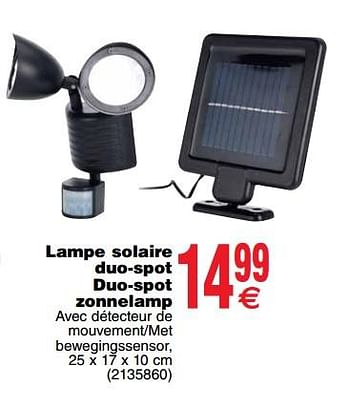 Promotions Lampe solaire duo-spot duo-spot zonnelamp - Produit maison - Cora - Valide de 24/04/2018 à 30/04/2018 chez Cora