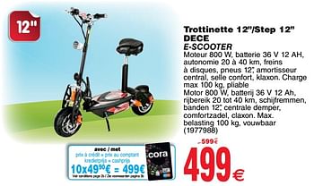 Promotions Trottinette 12-step 12 dece e-scooter - Produit maison - Cora - Valide de 24/04/2018 à 30/04/2018 chez Cora