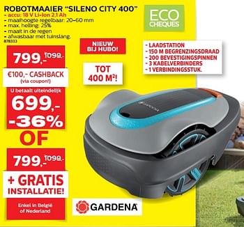Promoties Gardena robotmaaier sileno city 400 - Gardena - Geldig van 28/03/2018 tot 30/06/2018 bij Hubo