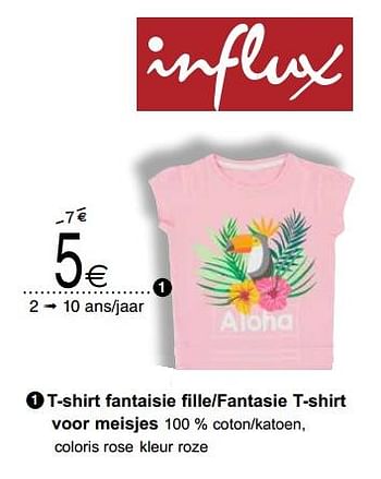 Promoties T-shirt fantaisie fille-fantasie t-shirt voor meisjes - INFLUX - Geldig van 24/04/2018 tot 30/04/2018 bij Cora