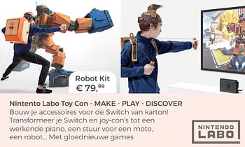 Promoties Nintendo labo toy con - make - play - discover robot kit - Nintendo - Geldig van 22/04/2018 tot 12/05/2018 bij Multi Bazar