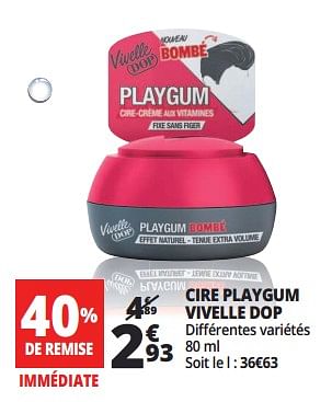 Promotions Cire playgum vivelle dop - Vivelle Dop - Valide de 25/04/2018 à 30/04/2018 chez Auchan Ronq