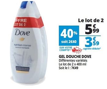 Promotions Gel douche dove - Dove - Valide de 25/04/2018 à 30/04/2018 chez Auchan Ronq