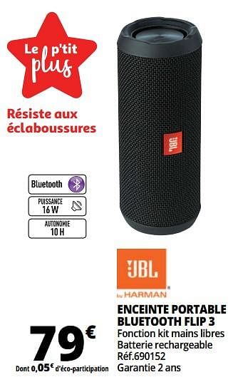 Promotions Jbl enceinte portable bluetooth flip 3 - JBL - Valide de 25/04/2018 à 30/04/2018 chez Auchan Ronq