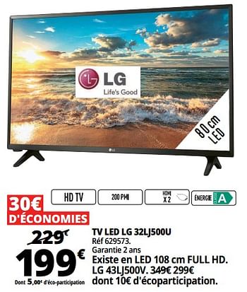 Promotions Lg tv led lg 32lj500u - LG - Valide de 25/04/2018 à 30/04/2018 chez Auchan Ronq