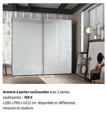 Promotions Armoire à portes coulissantes - Produit Maison - Euroshop - Valide de 20/03/2018 à 30/06/2018 chez Euro Shop