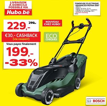 Promotions Bosch tondeuse électrique advanced rotak 690 - Bosch - Valide de 28/03/2018 à 30/06/2018 chez Hubo
