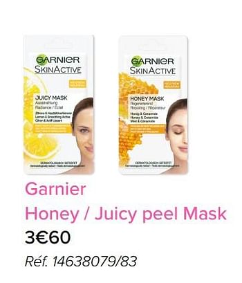 Promotions Garnier honey - juicy peel mask - Garnier - Valide de 01/05/2018 à 31/05/2018 chez Euro Shop