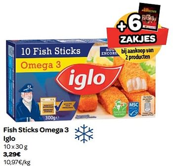 Promoties Fish sticks omega 3 iglo - Iglo - Geldig van 25/04/2018 tot 07/05/2018 bij Carrefour