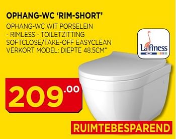 Promoties Lafiness ophang-wc `rim-short` - Lafiness - Geldig van 01/05/2018 tot 31/05/2018 bij Bouwcenter Frans Vlaeminck