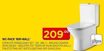 Promotions Lafiness wc-pack `rim-wall` - Lafiness - Valide de 01/05/2018 à 31/05/2018 chez Bouwcenter Frans Vlaeminck