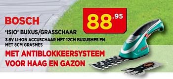 Promoties Bosch `isio` buxus-grasschaar - Bosch - Geldig van 01/05/2018 tot 31/05/2018 bij Bouwcenter Frans Vlaeminck