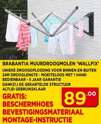 Promotions Brabantia muurdroogmolen `wallfix` - Brabantia - Valide de 01/05/2018 à 31/05/2018 chez Bouwcenter Frans Vlaeminck