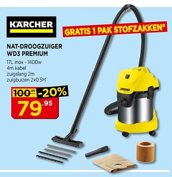 Promoties Kärcher nat-droogzuiger wd3 premium - Kärcher - Geldig van 01/05/2018 tot 31/05/2018 bij Bouwcenter Frans Vlaeminck