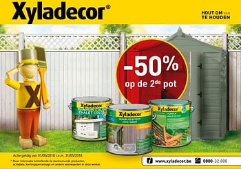 Promoties Xyladecor - 50% op de 2de pot - Xyladecor - Geldig van 01/05/2018 tot 31/05/2018 bij Bouwcenter Frans Vlaeminck
