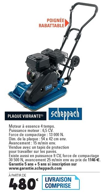 Promoties Scheppach plaque vibrante - Scheppach - Geldig van 06/02/2018 tot 31/12/2018 bij E.Leclerc