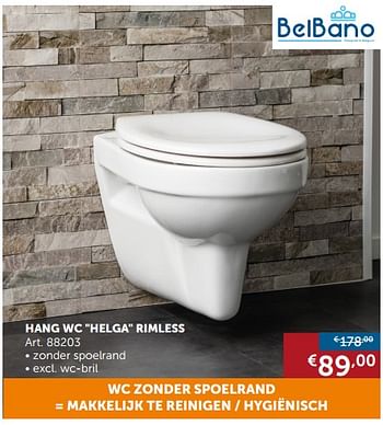 Promoties Hang wc helga rimless - Belbano - Geldig van 02/05/2018 tot 28/05/2018 bij Zelfbouwmarkt