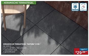 Promotions Keramische terrastegel natura - Produit maison - Zelfbouwmarkt - Valide de 02/05/2018 à 28/05/2018 chez Zelfbouwmarkt