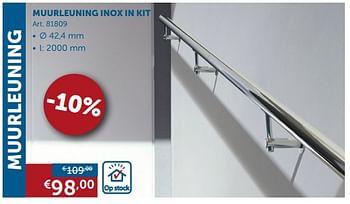 Promoties Muurleuning inox in kit - Huismerk - Zelfbouwmarkt - Geldig van 02/05/2018 tot 28/05/2018 bij Zelfbouwmarkt