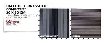 Promoties Dalle de terrasse en composite - Merk onbekend - Geldig van 28/03/2018 tot 30/06/2018 bij Hubo