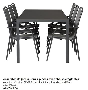 Promotions Ensemble de jardin bern 7 pièces avec chaises réglables - Royal Patio - Valide de 09/04/2018 à 31/05/2018 chez Blokker