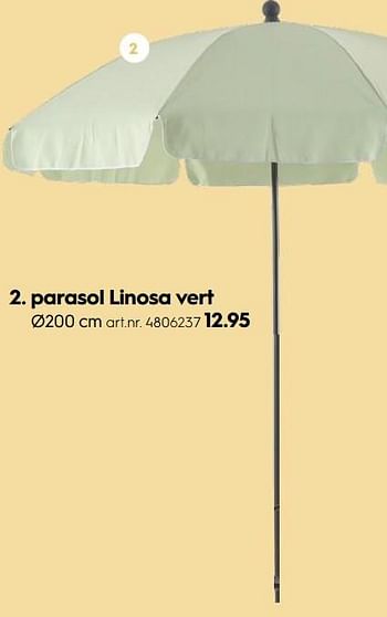 Promotions Parasol linosa vert - Produit maison - Blokker - Valide de 09/04/2018 à 31/05/2018 chez Blokker