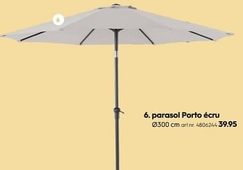 Promotions Parasol porto écru - Produit maison - Blokker - Valide de 09/04/2018 à 31/05/2018 chez Blokker