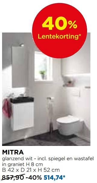 Promotions Balmani toiletmeubelen mitra glanzend wit - Balmani - Valide de 29/04/2018 à 26/05/2018 chez X2O