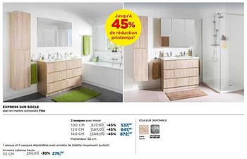 Promotions Linie meubles salle de bains express sur socle 2 vasques avec miroir - Linie - Valide de 29/04/2018 à 26/05/2018 chez X2O
