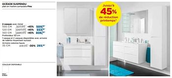 Promoties Linie meubles salle de bains océade suspendu 2 vasques avec miroir - Linie - Geldig van 29/04/2018 tot 26/05/2018 bij X2O