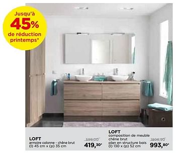 Promotions Storke loft meubles salle de bains loft armoire colonne chene brut - Storke - Valide de 29/04/2018 à 26/05/2018 chez X2O