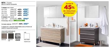 Promotions Storke meubles salle de bains béta 3 tiroirs 1 vasque avec miroir - Storke - Valide de 29/04/2018 à 26/05/2018 chez X2O