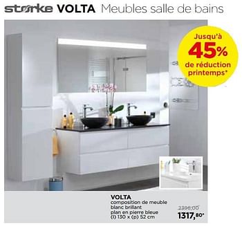 Promotions Storke volta meubles salle de bains volta composition de meuble blanc brillant - Storke - Valide de 29/04/2018 à 26/05/2018 chez X2O