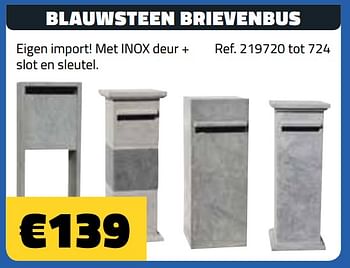 Promoties Blauwsteen brievenbus - Huismerk - Bouwcenter Frans Vlaeminck - Geldig van 06/05/2018 tot 31/05/2018 bij Bouwcenter Frans Vlaeminck