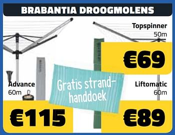 Promoties Brabantia droogmolen topspinner - Brabantia - Geldig van 06/05/2018 tot 31/05/2018 bij Bouwcenter Frans Vlaeminck
