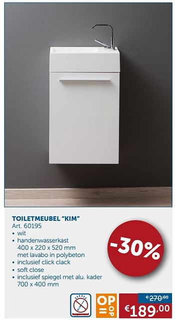 Promoties Toiletmeubel kim - Belbano - Geldig van 08/05/2018 tot 04/06/2018 bij Zelfbouwmarkt